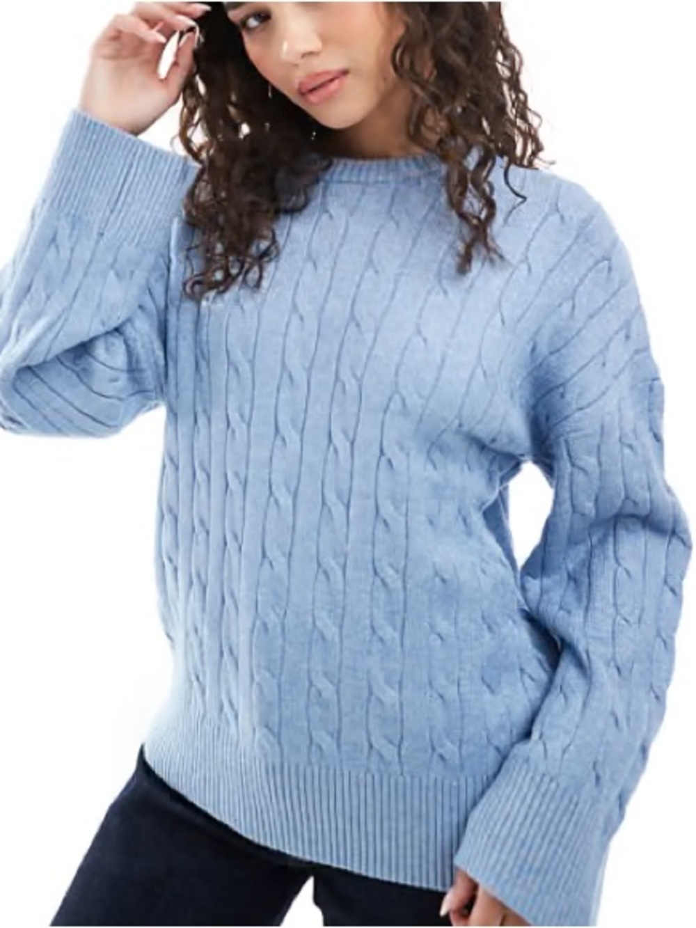 Cotton On Blue Cable Knit Crewneck Sweater Jumper Size Medium Box Fit